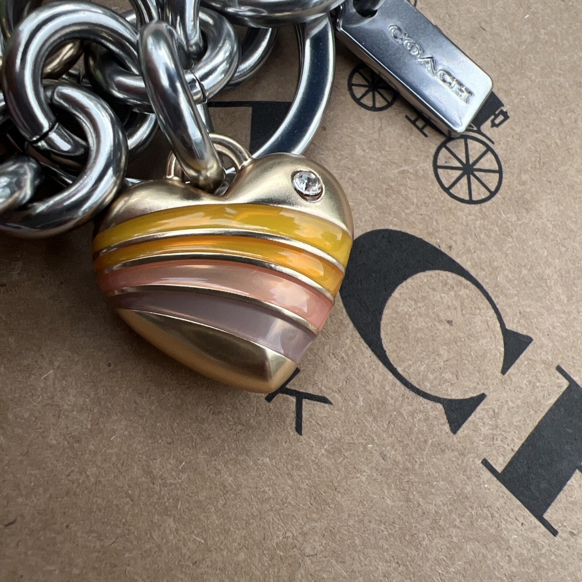 キーホルダー・キーリング COACH Key Cluster Bag Charm CP891 Coach CP891 Lock Key Heart Cluster Bag Charm Keychain Fob