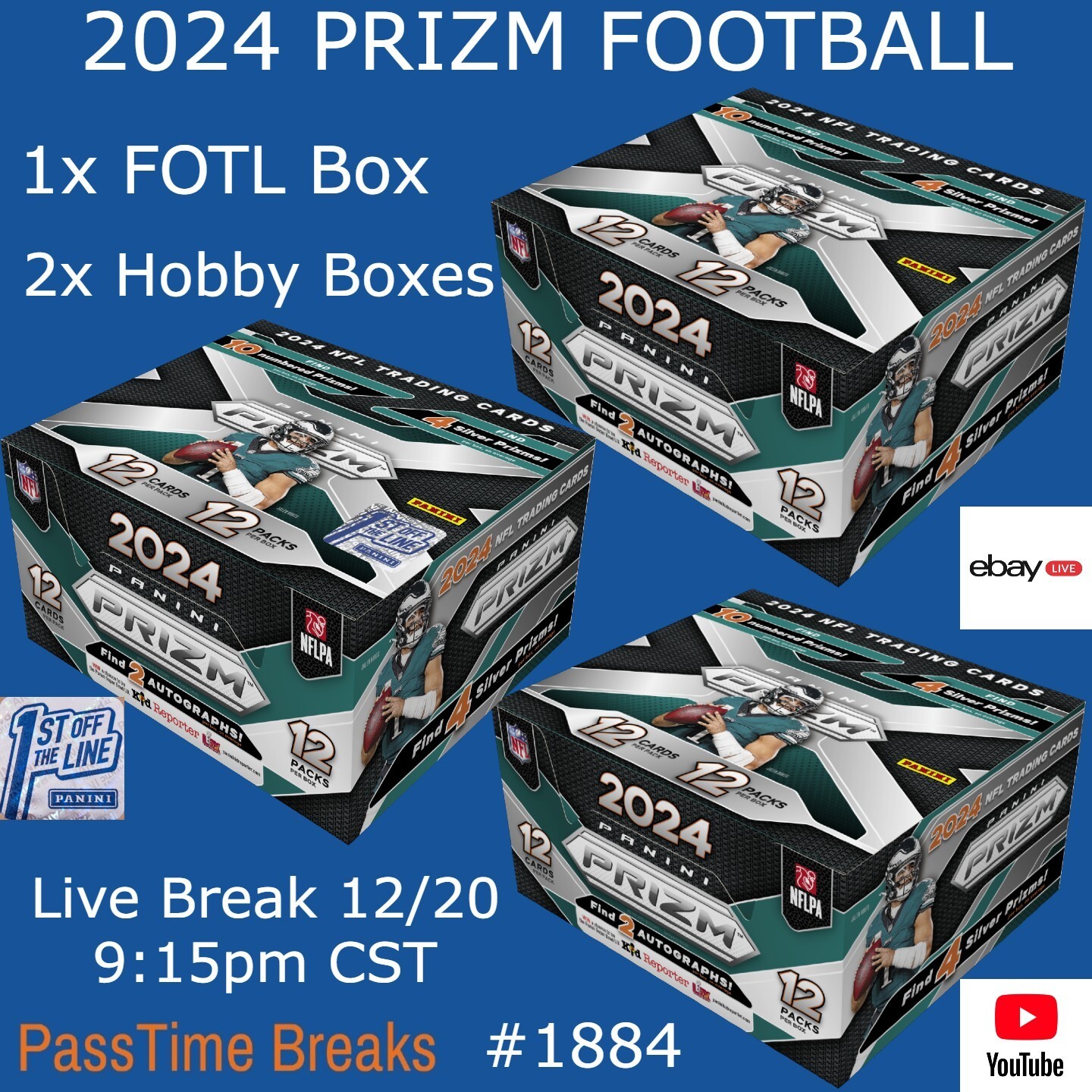 LOS ANGELES RAMS - 2024 PRIZM FOOTBALL - 1x FOTL Box 2x Hobby Box ...