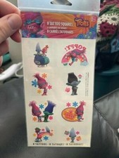 Trolls Temporary Tattoo Squares 8ct Party Favors New 