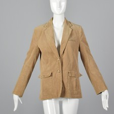 M 1970s Tan Corduroy Blazer Long Sleeve Jacket Separates Fall Outerwear 70s VTG
