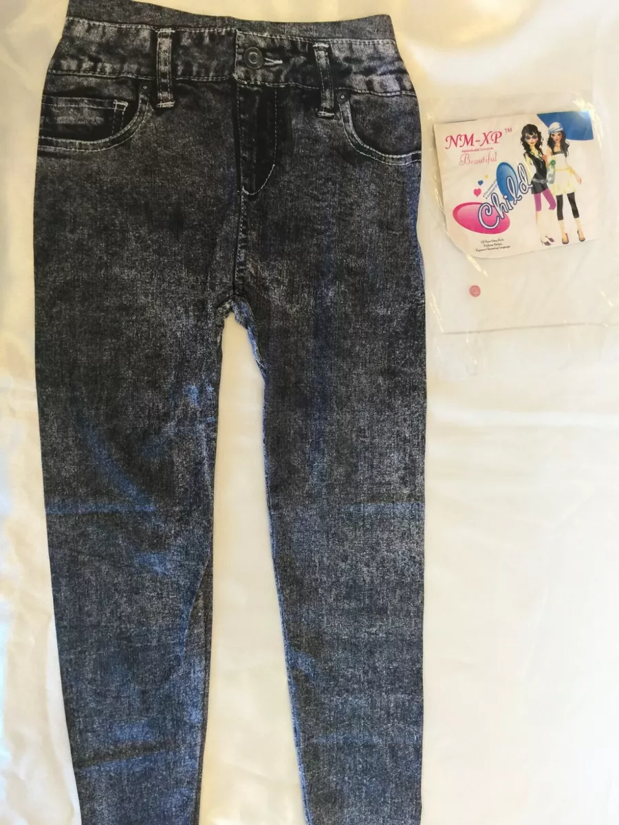 NM XP Girls Stretchy Leggings Black Jean Style Inside Leg 17 inch