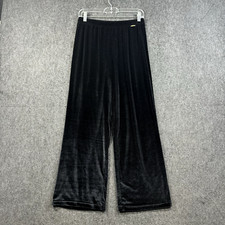 St. John by Marie Gray Wide Leg Pants Women's P Black Velour Velvet Pull On