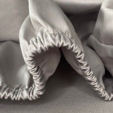 Ultra Soft Bed Fitted Sheet 100 Cotton Satin Deep 25cm Grey Silve Single Double