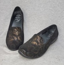 Dansko Olivia US 7.5 8 EU 38 Leather Slip On Flats Snake Print Black Bronze
