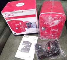 Coca-Cola Coke Soda Refrigerator Cooler Red 2021 120VAC Cord 12VDC Car Adapter