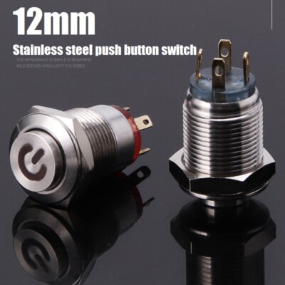 12mm304stainless steel1NO 2A High Head Ring reset illuminated push button switch