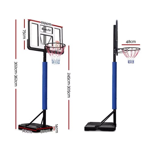 Everfit 3.05M Basketball Hoop Stand System Adjustable Height Portable Pro Blue - Picture 3 of 9