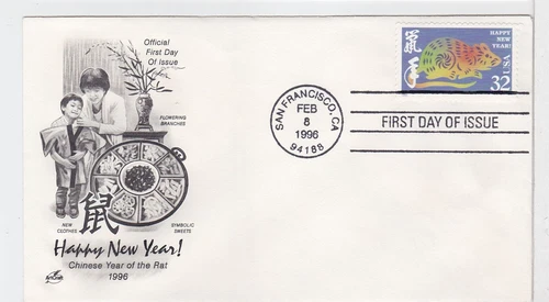 TurtlesTradingPost- Year of the Rat- Chinese NY 1996 #3060 Artcraft Cachet FDC