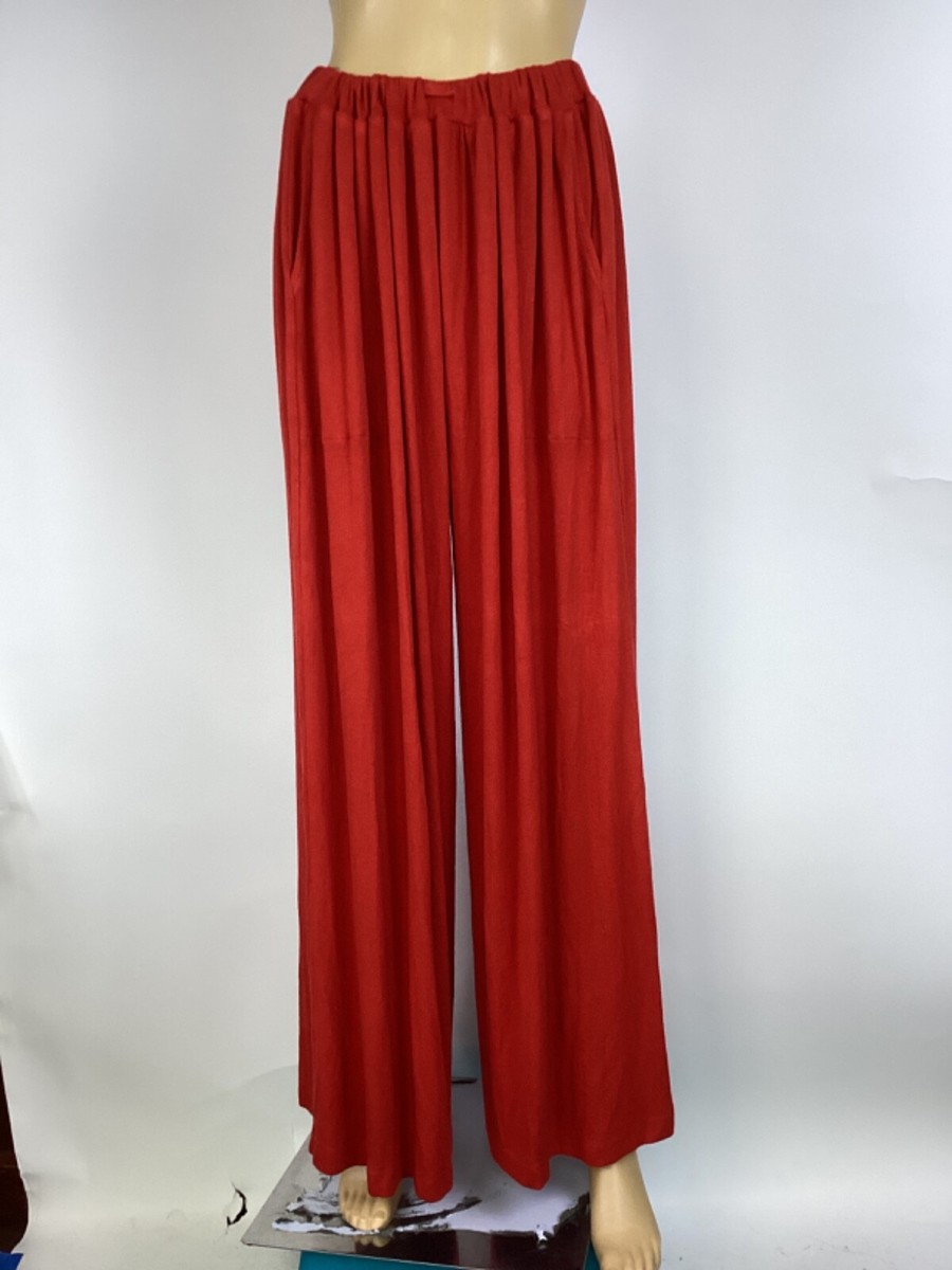 Free People FP Beach Red Wide Leg Flare Pull On Pants Boho XS TP