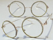 Men Classy Retro Hardcore Hip Hop Rapper Pimp Bling EYE GLASSES Round Gold Frame