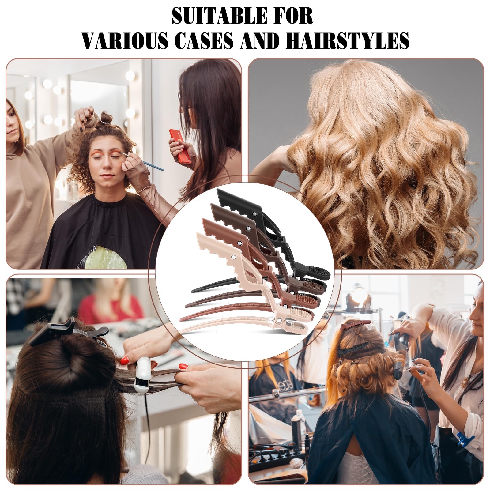 12 PCS Brown Matte Alligator Clips for Hair Styling and Sectioning Crocodile