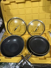 HEXCLAD 5 Piece Nonstick Stainless Steel Frying Pan Set 10” 12” And Wok $600