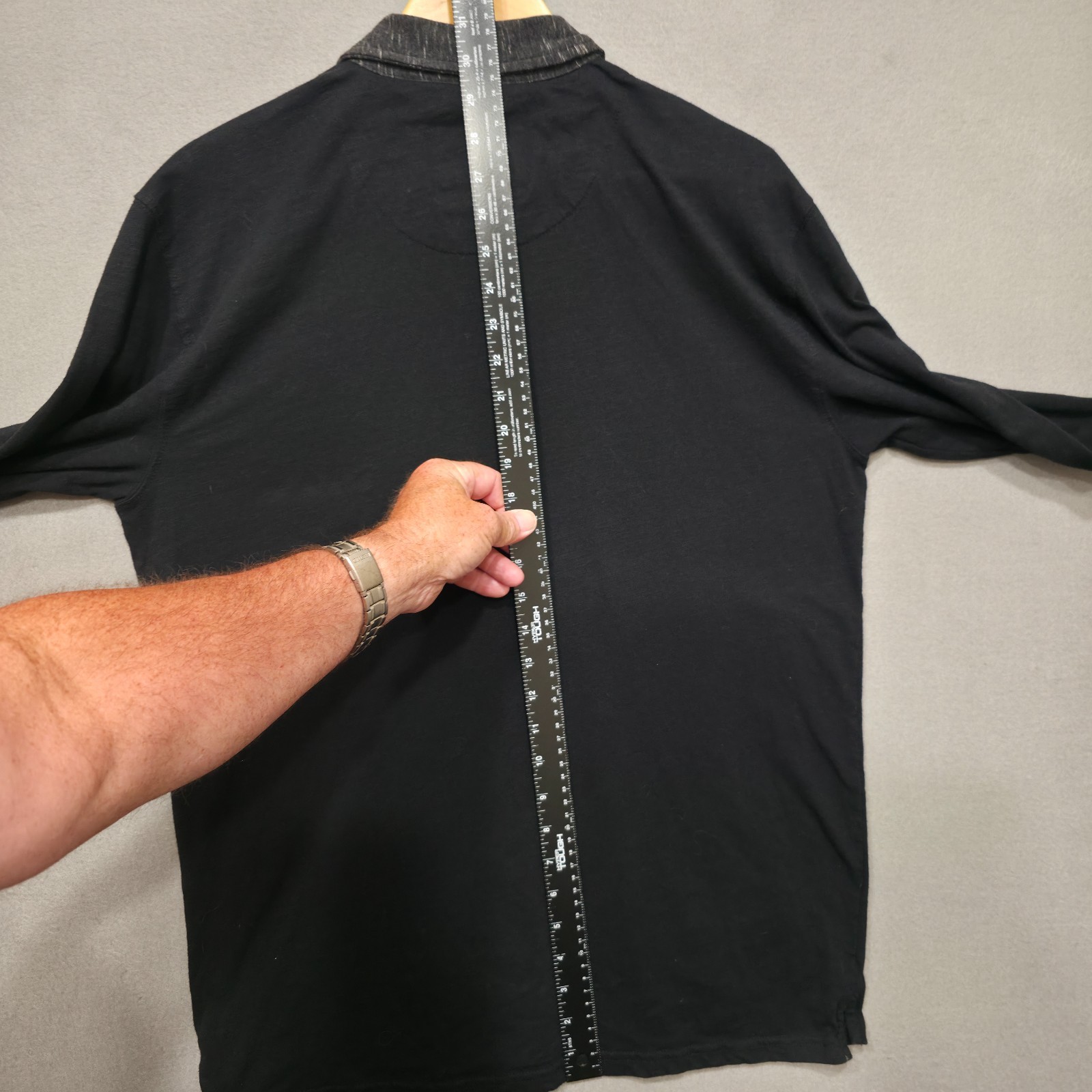 Zimego Mens Black Long Sleeve Pullover Quarter Button Flip Cuff Shirt Size Large image 7