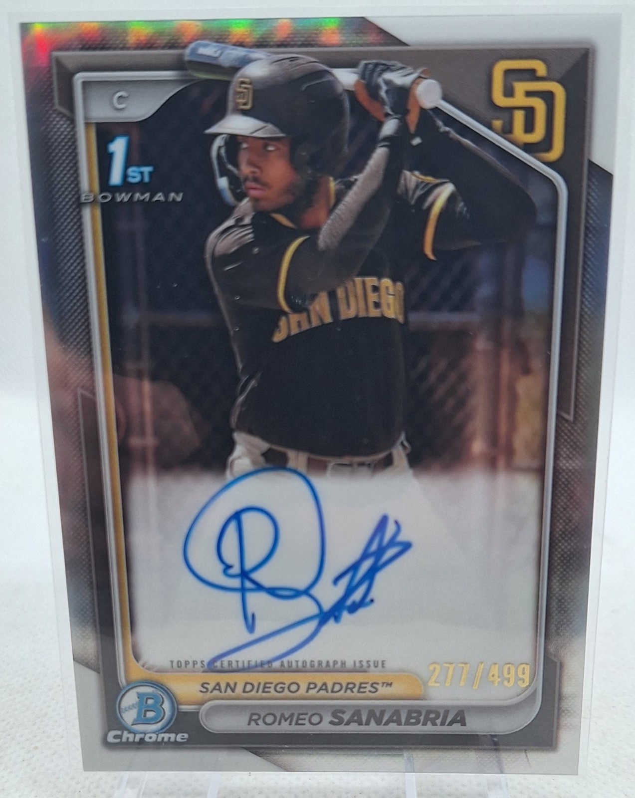 ROMEO SANABRIA 2024 BOWMAN CHROME BASEBALL 1ST BOWMAN #277/499 AUTO ROOKIE RC 