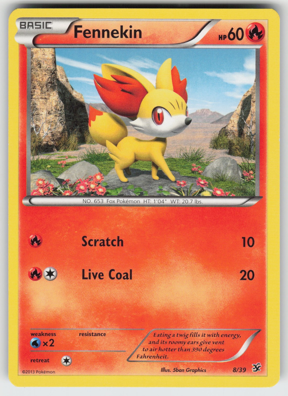 Fennekin Kalos Starter 8/39 Common LP Pokemon