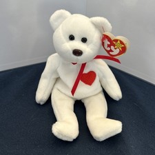 1994 VALENTINO THE BEAR WHITE RED HEART TY BEANIE BABY WITH TAG