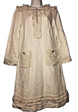 Tory Burch Boho White Womens Dress Coral Cotton With Pockets