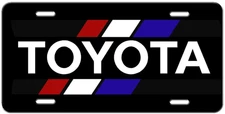 Vintage Toyota Red White and Blue on Black Vanity Aluminum Metal License Plate