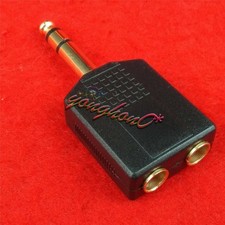 1Pcs Stereo male plug to 2×6.35mm Stereo Female jack adapter 1/4" 6.35mm *ib