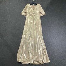 RALPH LAUREN Foil-Print Jersey Cape Gown Women's Size 8 Gold