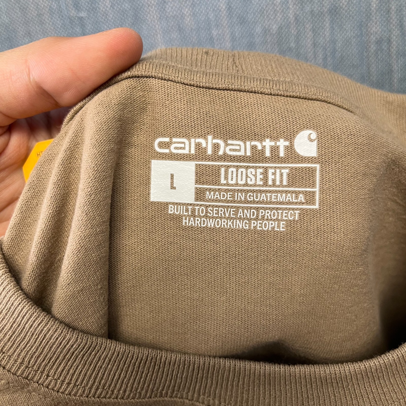 Carhartt K87 Men's T-Shirt SizeL Brown Short Sleeve Heavyweight Pocket Loose Fit thumbnail 5