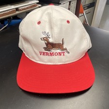 Yupoong White/Red Embroidered Vermont Deer Baseball Cap Unisex One Size