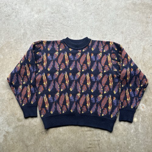 Paul Smith, Vtg 90s Paul Smith Multi-color Feather Print wool Sweater Size 1