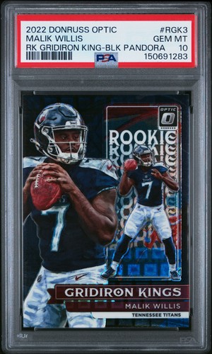 2022 DONRUSS OPTIC ROOKIE GRIDIRON KING MALIK WILLIS ROOKIE RC 17/25 PSA 10 AUTO