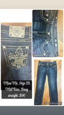 Miss Me Mid-Rise Straight Women's Blue Denim Jeans Embroidered