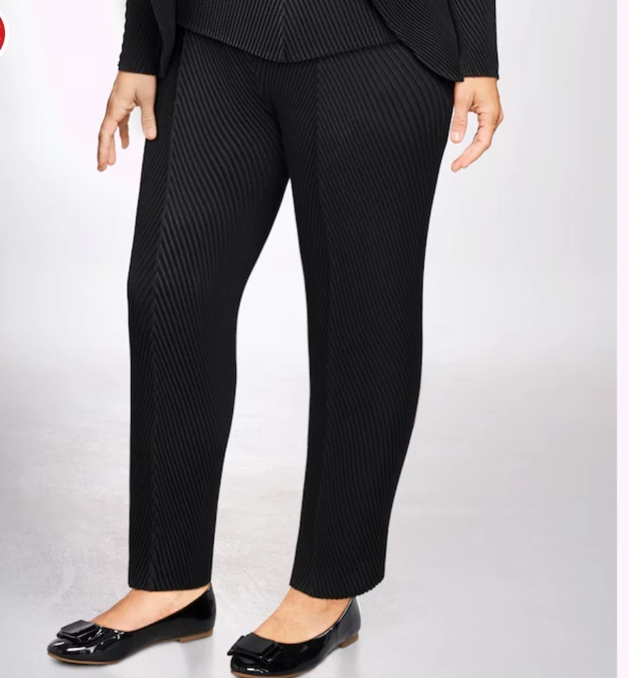 Size 1X Monroe & Main Black Dinner Date Church Party Travel Textured Pant