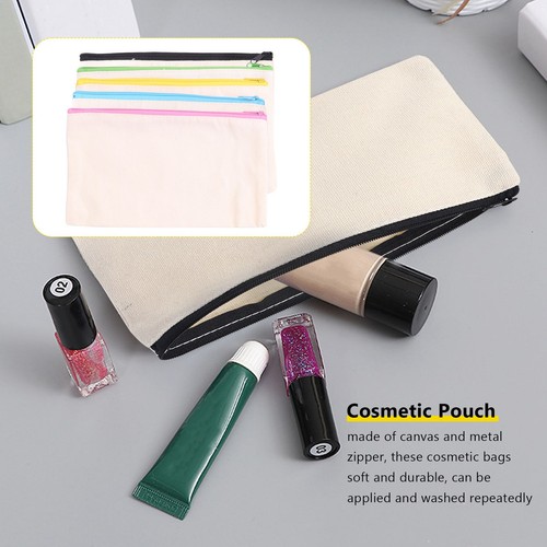 15 Pack Blank Cotton Canvas DIY Craft Zipper Bags Pouches Pencil Case for2175 - Picture 8 of 8