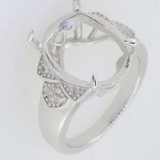 925 Sterling Silver Semi Mount Ring Setting Oval OV 16x12mm Halo White Topaz
