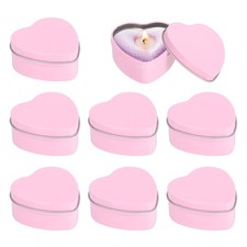 Heart Shaped Candle Tins, Metal Tin, Pink, Pack of 8