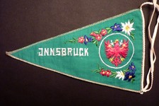 Fanion INNSBRUCK TIROL Autriche Österreich Wimpel Pennant - tissu brodé  ca 1960