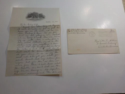 WW2 Letter 1943 Camp Forrest Tennessee Civil War General Nashville War WWII