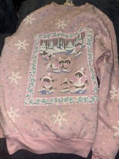 Vintage 80s Teddy Bear Ice Skating Sweatshirt S Cozy Pink Cottagecore Grannycore