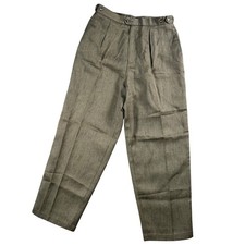 VTG Lizsport Womens 12 Wool Blend Herringbone Pleated Trousers Brown Classic Fit