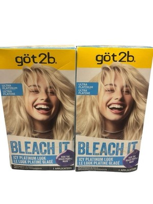 LOT OF 2 Got2b Bleach It Kit Permanent Hair Color 001A Ultra Icy Platinum Blonde