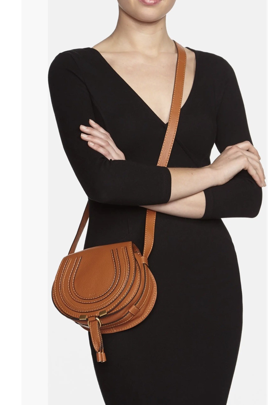 Chloe Marcie small Shoulder crossbody Bag Leather Brown 