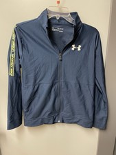 Under Armour Navy Blue Logo Sleeve Full Zip Sweatshirt Size Youth XL