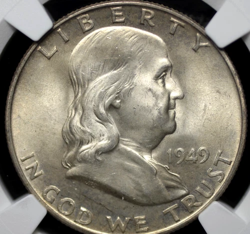 1949 D FRANKLIN HALF DOLLAR NGC MS 64 FULL BELL LINES SMOOTH ORIGINAL SOFT