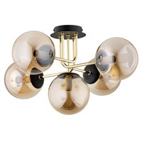 Deckenleuchte 5-Flammig Glas Gold Bernstein E14 B:65 Cm Deckenlampe Wohnzimmer