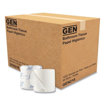 GEN 218 Standard Bath Tissue, 1Ply, 1000 Sheets Case of 96 Rolls