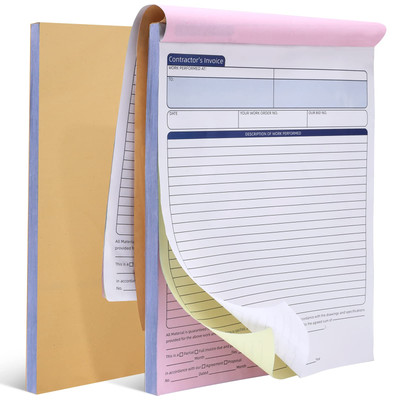 2 Pcs Contractors Invoice Book Carbonless Forms Receipt 8.5 x 11 Inch Work Order