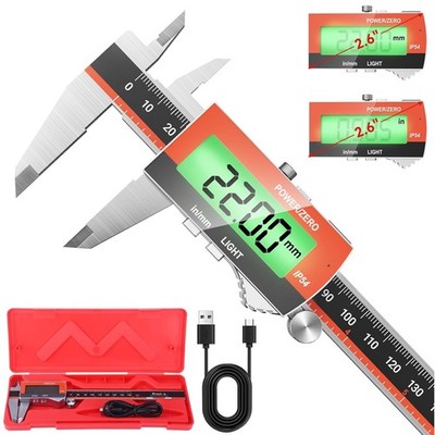 Preciva Wiederaufladbarer hintergrundbeleuchteter Messschieber, 150 mm Digitaler Messschieber, IP5