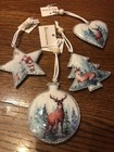 4 er Set Christmas Anhänger Metall mit Glitzer doppelseitiges Motiv NEU EDEL