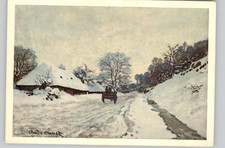 Monet Road in Snow at Honfleur Impressionism Postcard