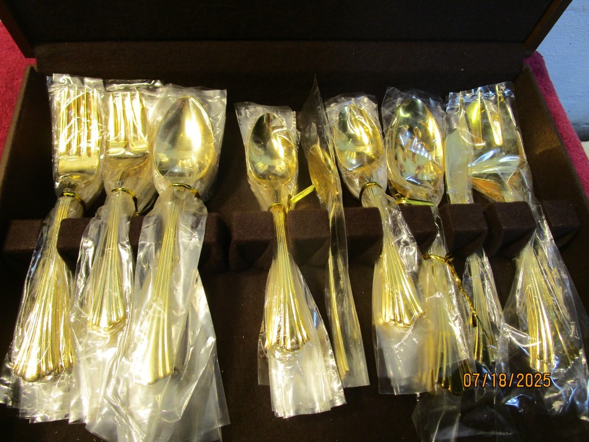 Set of Rogers Bros 1847 IS Gold Tone Silverware Flatware Service