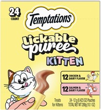 Puree Kitten Treats Lickable Chicken Salmon Variety Pack 24 Pouches