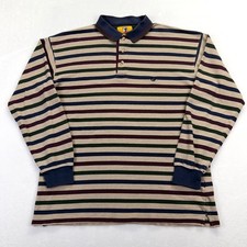 Duck Head Mens Long Sleeve Striped Polo Shirt Tan Navy Green Burgundy Large